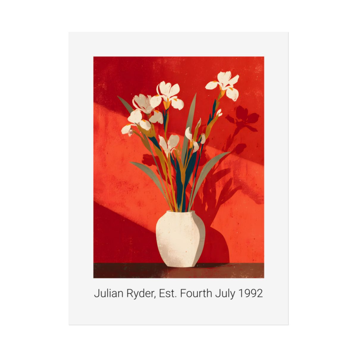 No.31 Personalised fine art flower print on museum gallery quality paper, customise the text to create a lifetime gift