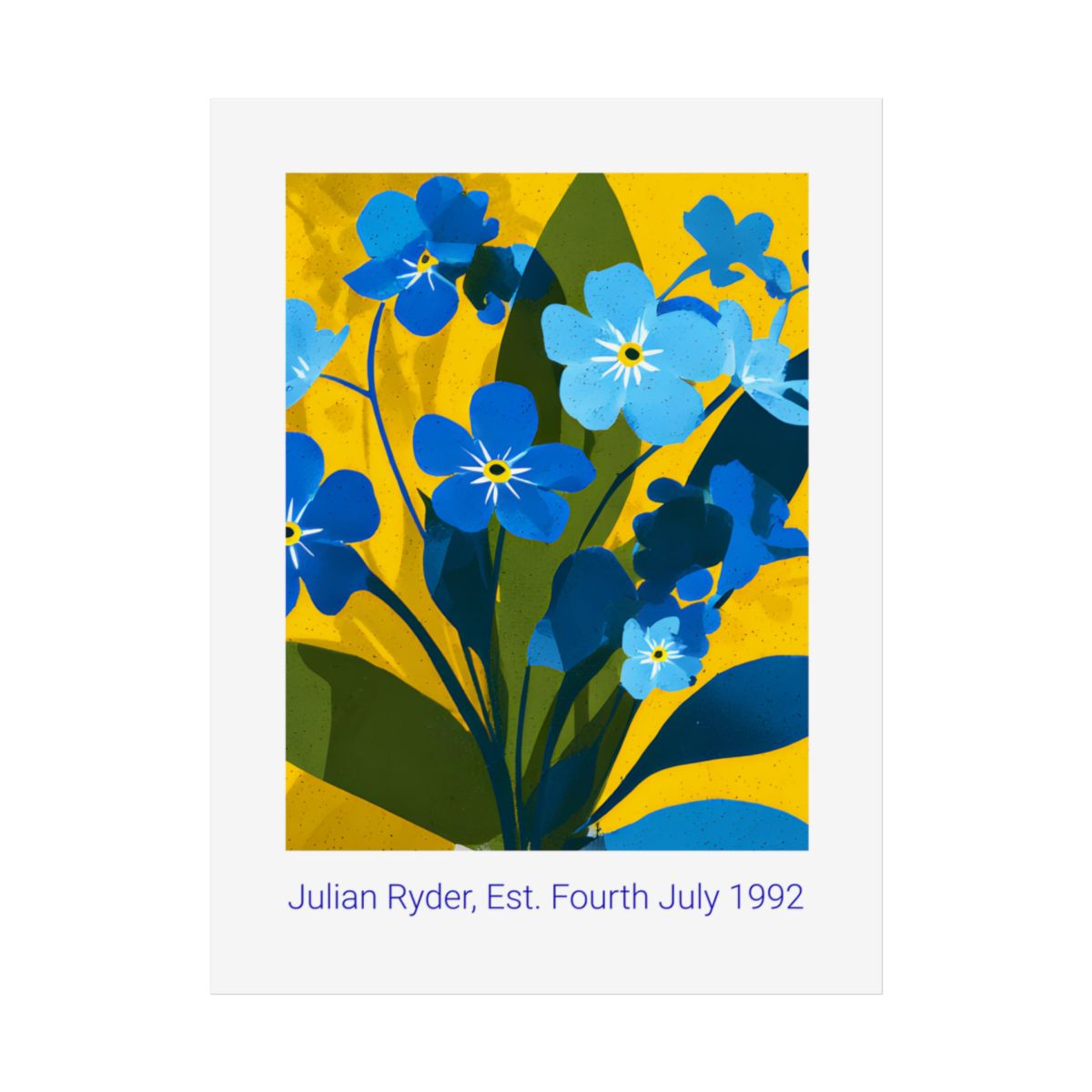 No.37 Personalised fine art flower print on museum gallery quality paper, customise the text to create a lifetime gift