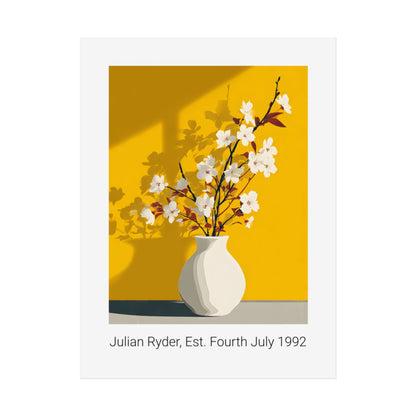No.35 Personalised fine art flower print on museum gallery quality paper, customise the text to create a lifetime gift