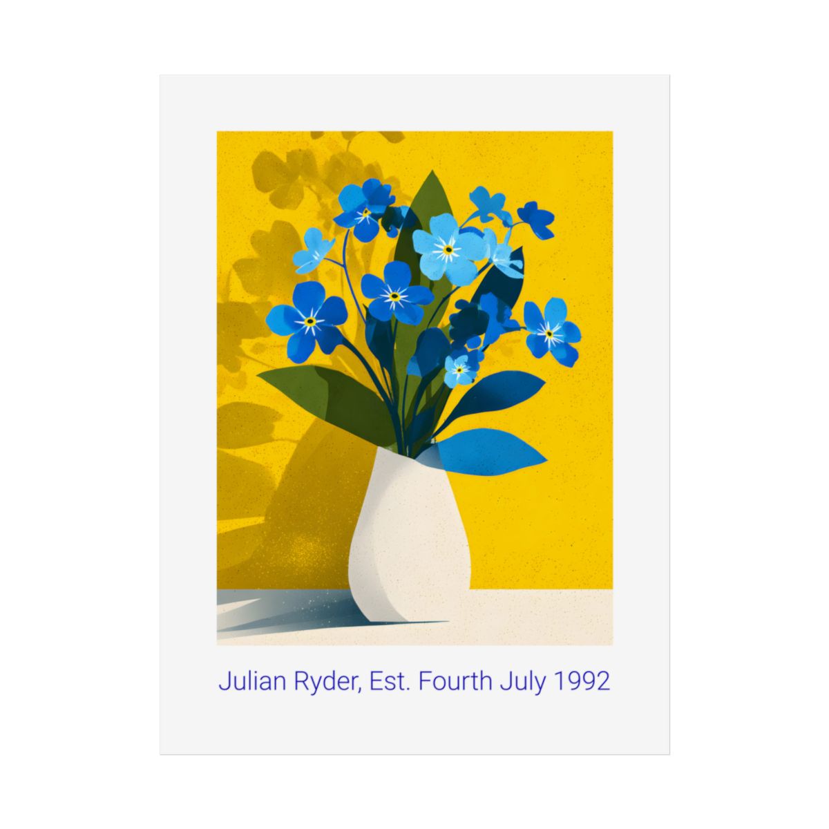 No.30 Personalised fine art flower print on museum gallery quality paper, customise the text to create a lifetime gift