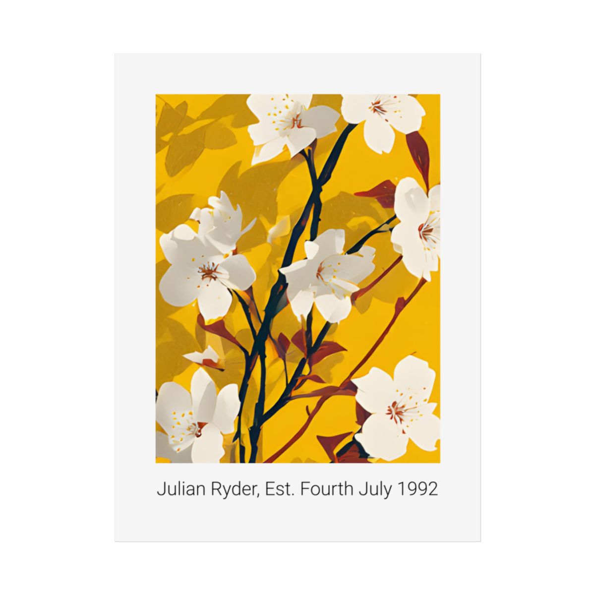 No.40 Personalised fine art flower print on museum gallery quality paper, customise the text to create a lifetime gift