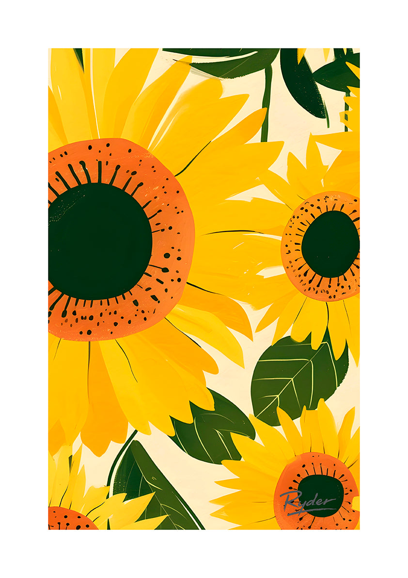 Golden Sunflowers Screen Print No.1 | Bold Botanical Floral Art Print | Original Limited Series