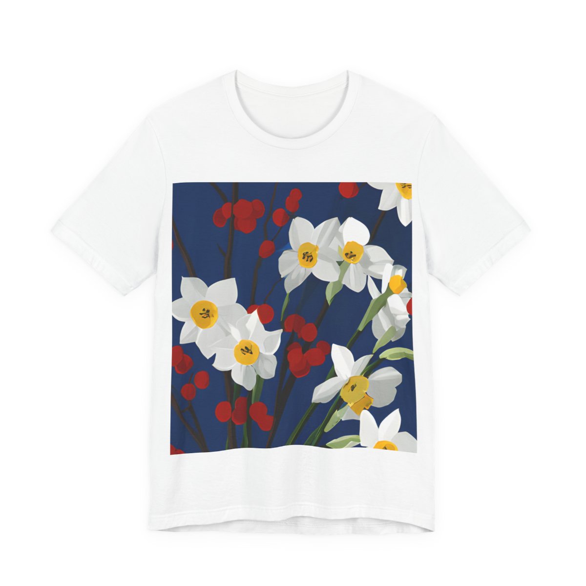 No.84 Floral Fine Art T-Shirt, Premium Quality Tee with YOUR Personalized Quote on Back
