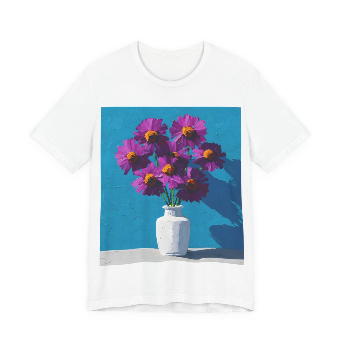 No.69 September Asters Birth Flower T-Shirt – Premium Fine Art Tee with YOUR Personalized Quote on Back