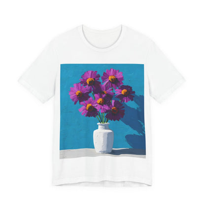 No.69 September Asters Birth Flower T-Shirt – Premium Fine Art Tee with YOUR Personalized Quote on Back