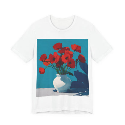 No.68 August Poppies Birth Flower T-Shirt – Premium Fine Art Tee with YOUR Personalized Quote on Back