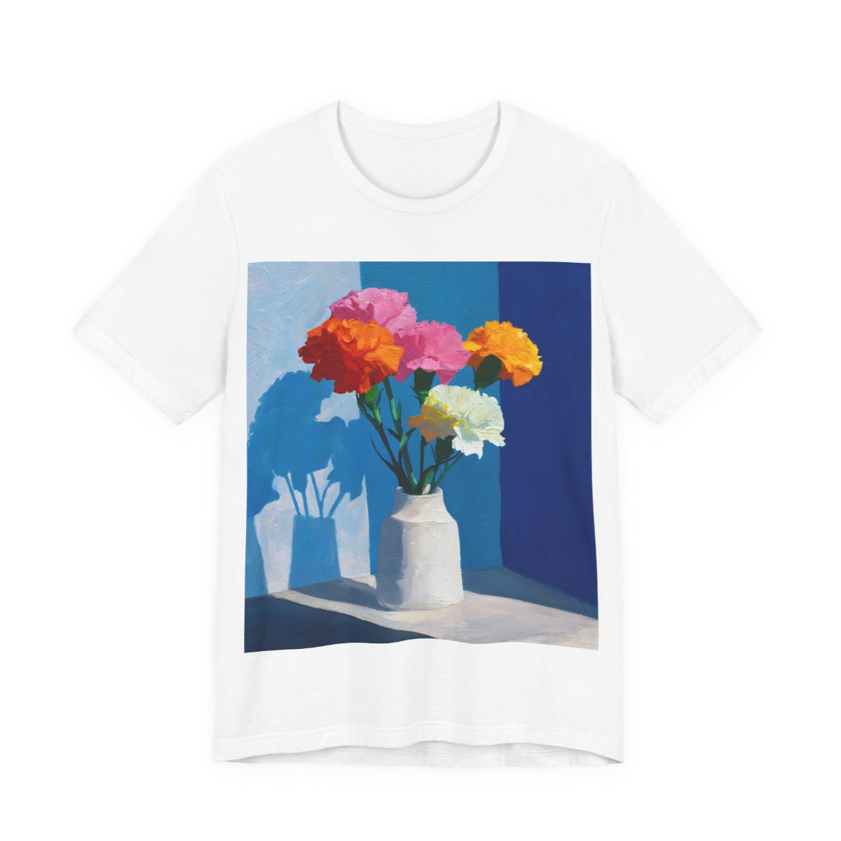No.61 January Carnations Birth Flower T-Shirt – Premium Fine Art Tee with YOUR Personalized Quote on Back