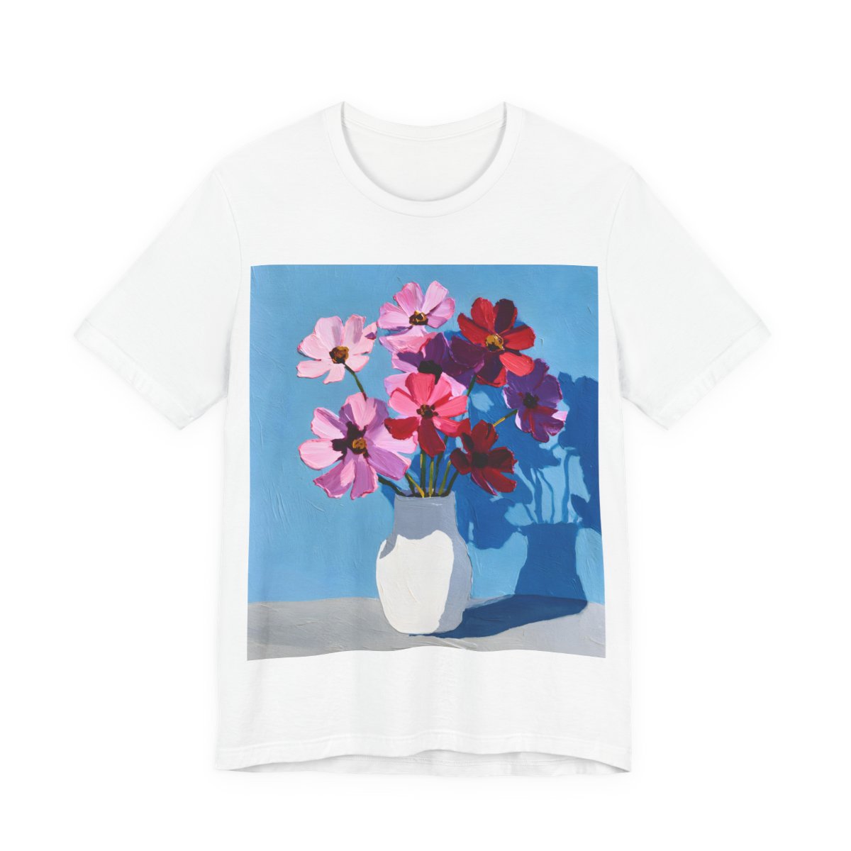 No.70 October Cosmos Birth Flower T-Shirt – Premium Fine Art Tee with YOUR Personalized Quote on Back