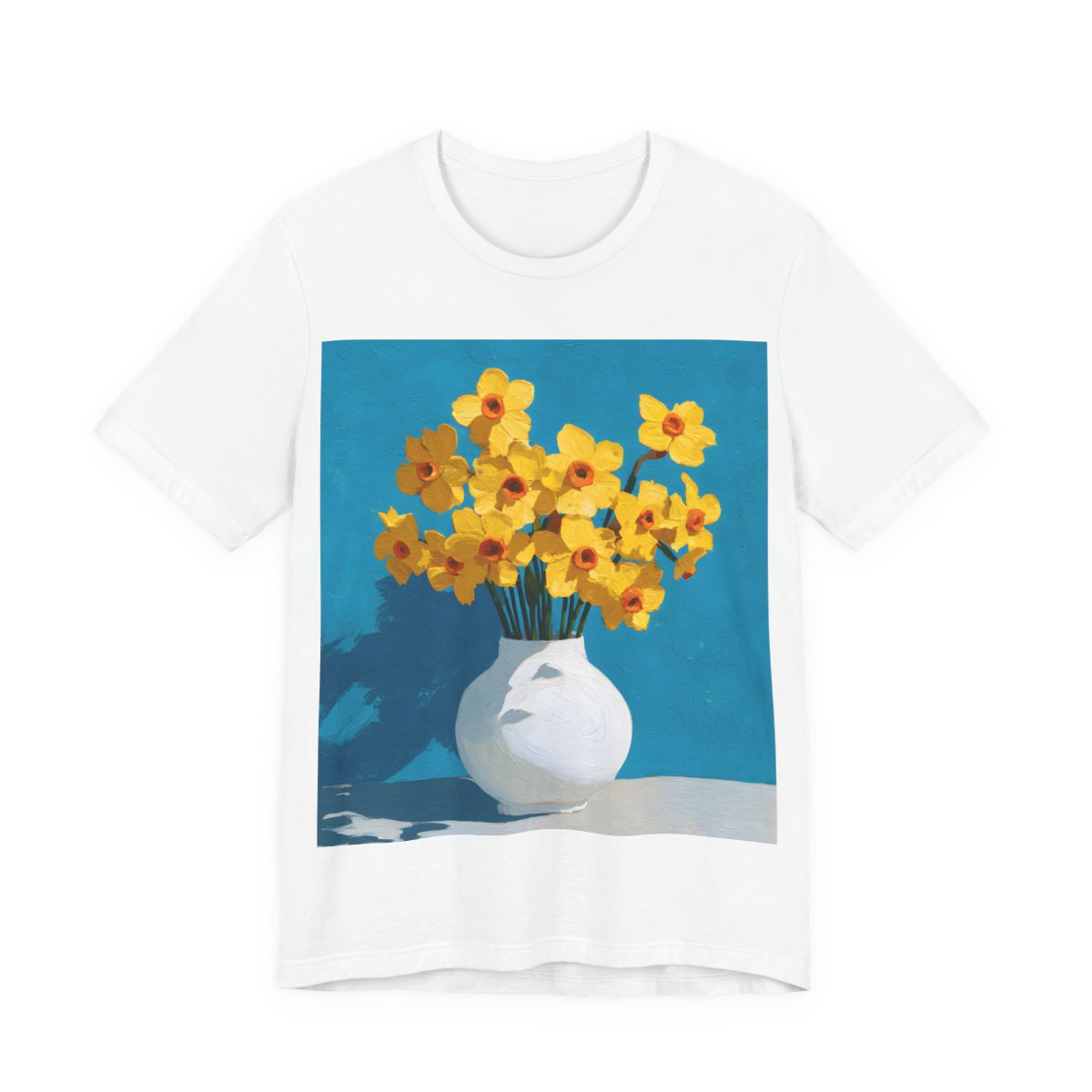 No.63 March Daffodils Birth Flower T-Shirt – Premium Fine Art Tee with YOUR Personalized Quote on Back